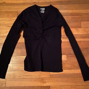 Free People Drawstring Long Sleeve Top